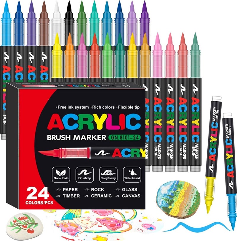 24-Piece Paint Marker Set – Art Markers for Fabric, Rock, Canvas, School & DIY Crafts – Vibrant Water-Based Paint Pens for Artists and Kids - Image 1